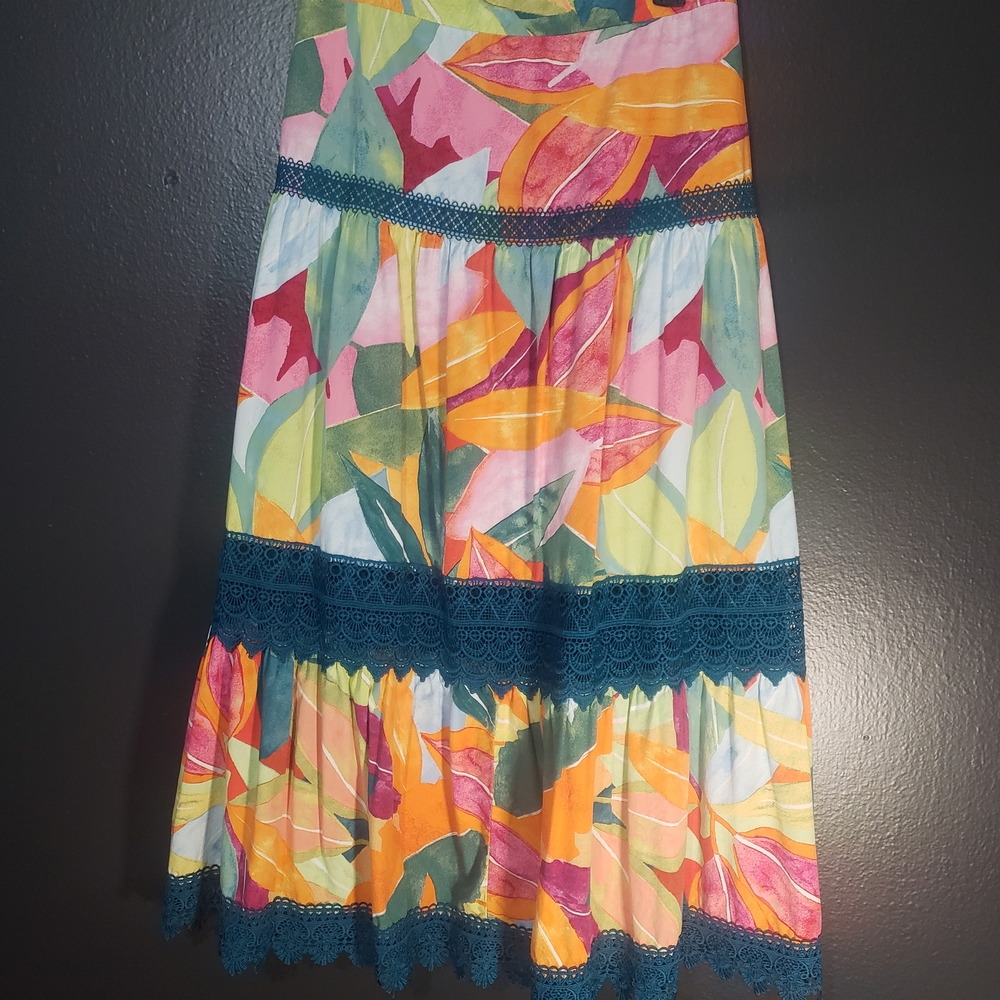 Time and Tru Sz M Vibrant Boho Floral Maxi Skirt - Picture 5 of 8